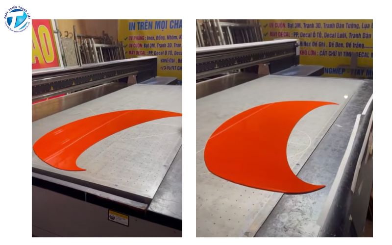 Đặt tấm mica lên bàn in và cố định vật liệu